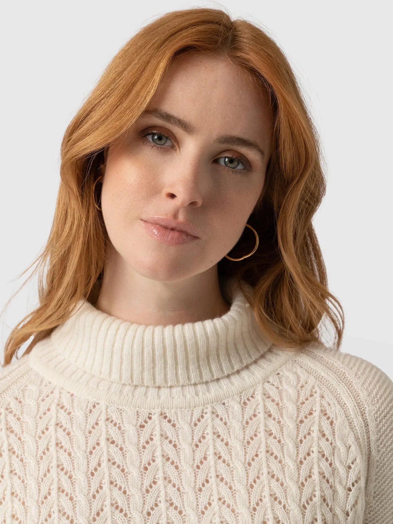 Clearance Saint and Sofia Glen Cable Knit Sweater - Cream