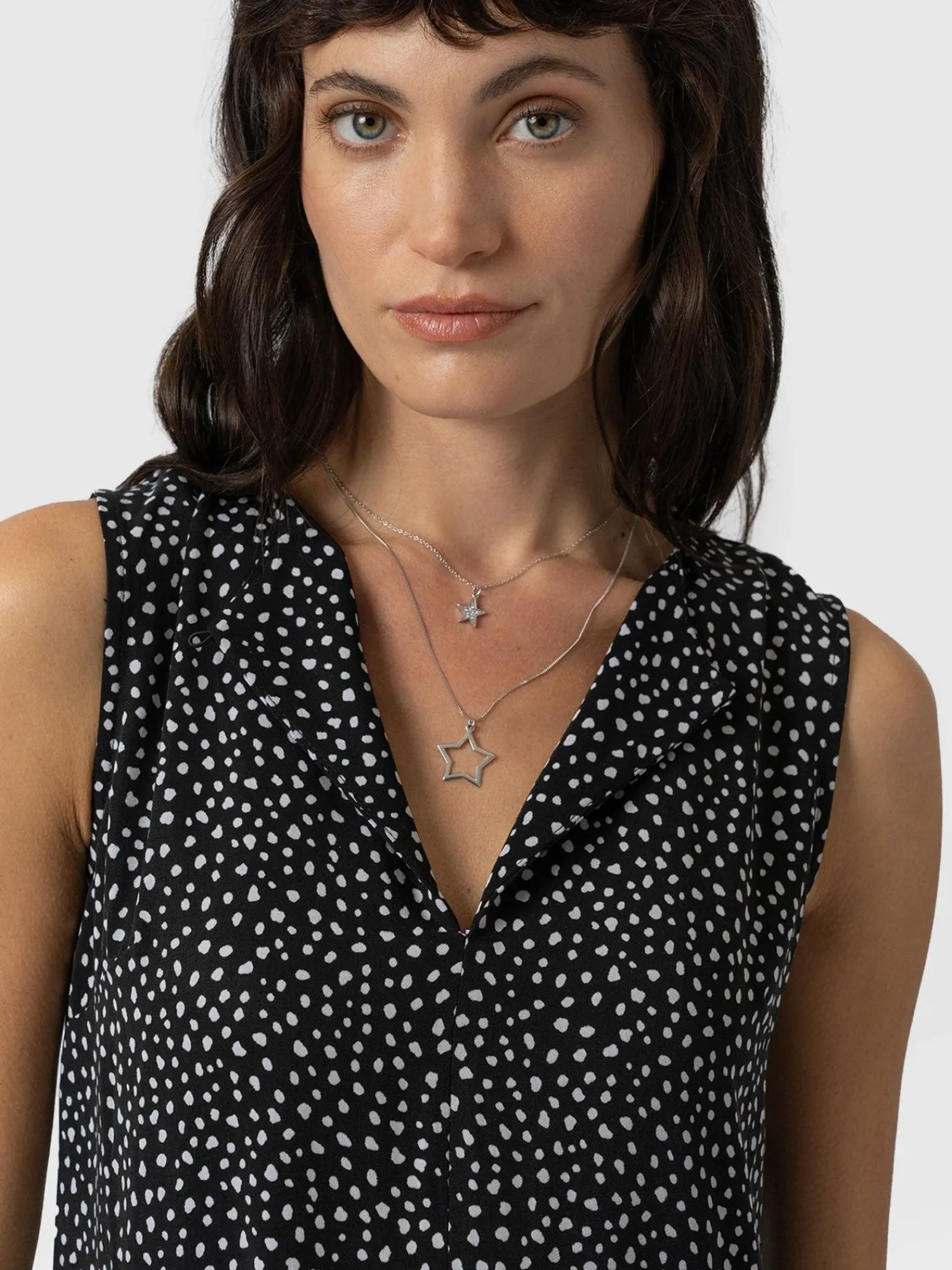Discount Saint and Sofia Greenwich Dress - Black Spot Tencel