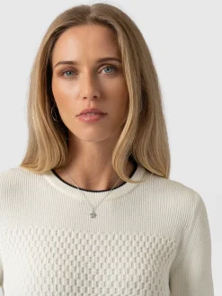 Discount Saint and Sofia Honeycomb Rib Sweater - Cream