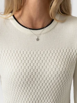 Discount Saint and Sofia Honeycomb Rib Sweater - Cream