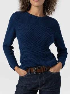 Best Saint and Sofia Honeycomb Rib Sweater - Navy
