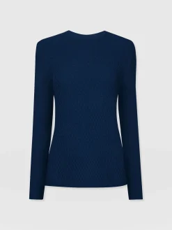 Best Saint and Sofia Honeycomb Rib Sweater - Navy