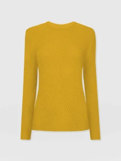Sale Saint and Sofia Honeycomb Rib Sweater - Yellow