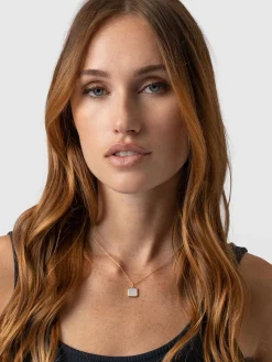 Sale Saint and Sofia Iridescence Square Charm Necklace - Gold