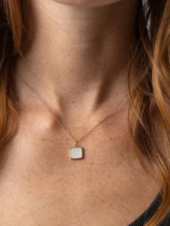 Sale Saint and Sofia Iridescence Square Charm Necklace - Gold