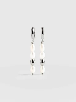 New Saint and Sofia Jacqueline Pearl Drop Earrings - Silver