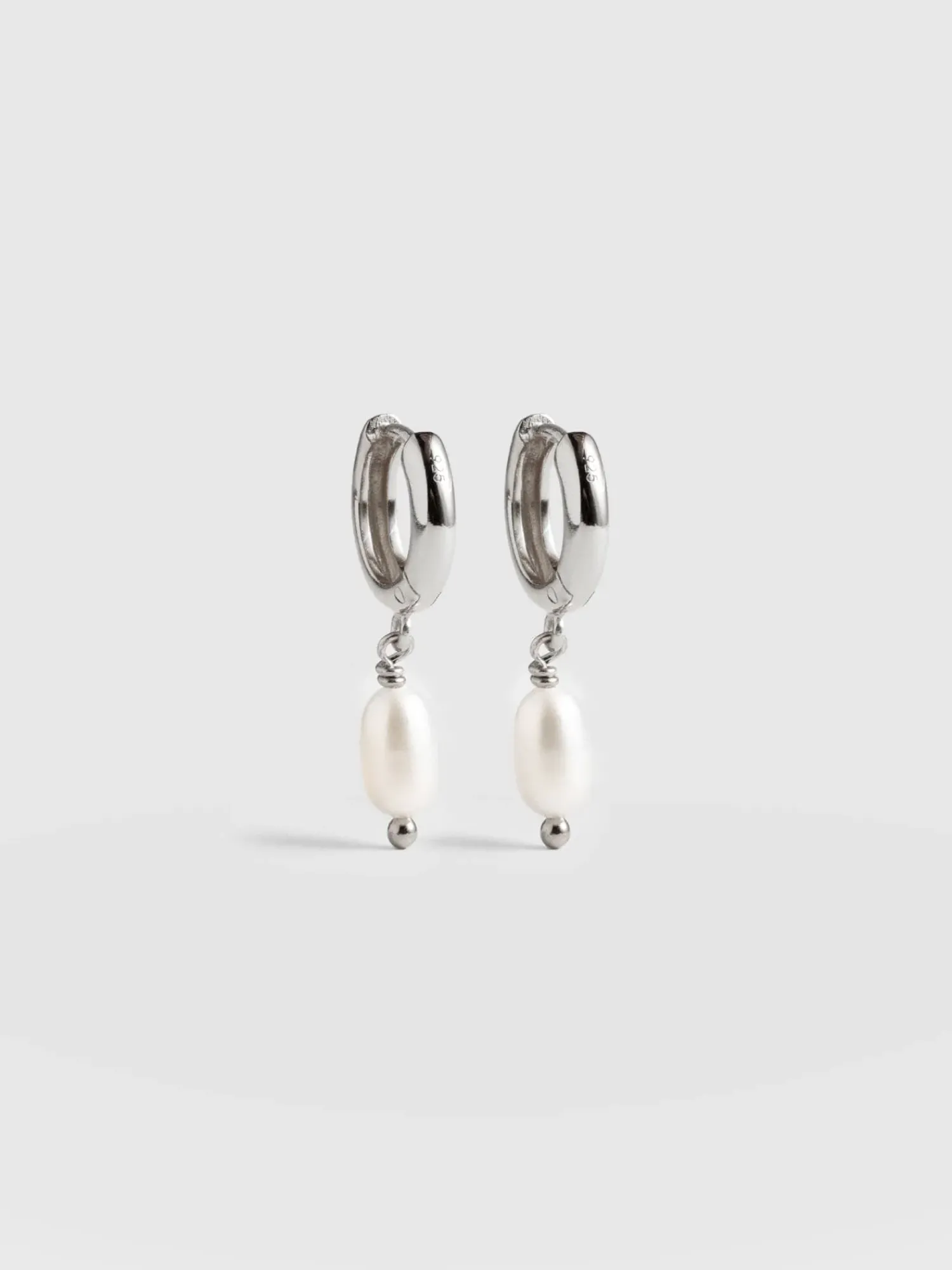 Fashion Saint and Sofia Jacqueline Pearl Huggie Earrings - Silver