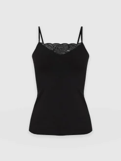 Online Saint and Sofia Jersey Lace Cami - Black