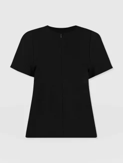 Sale Saint and Sofia Keller Zip Up Tee - Black