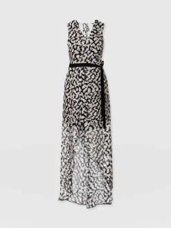 Discount Saint and Sofia Lexi High Low Dress - Black Confetti Petal