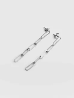 Online Saint and Sofia Link Chain Drop Earrings - Silver