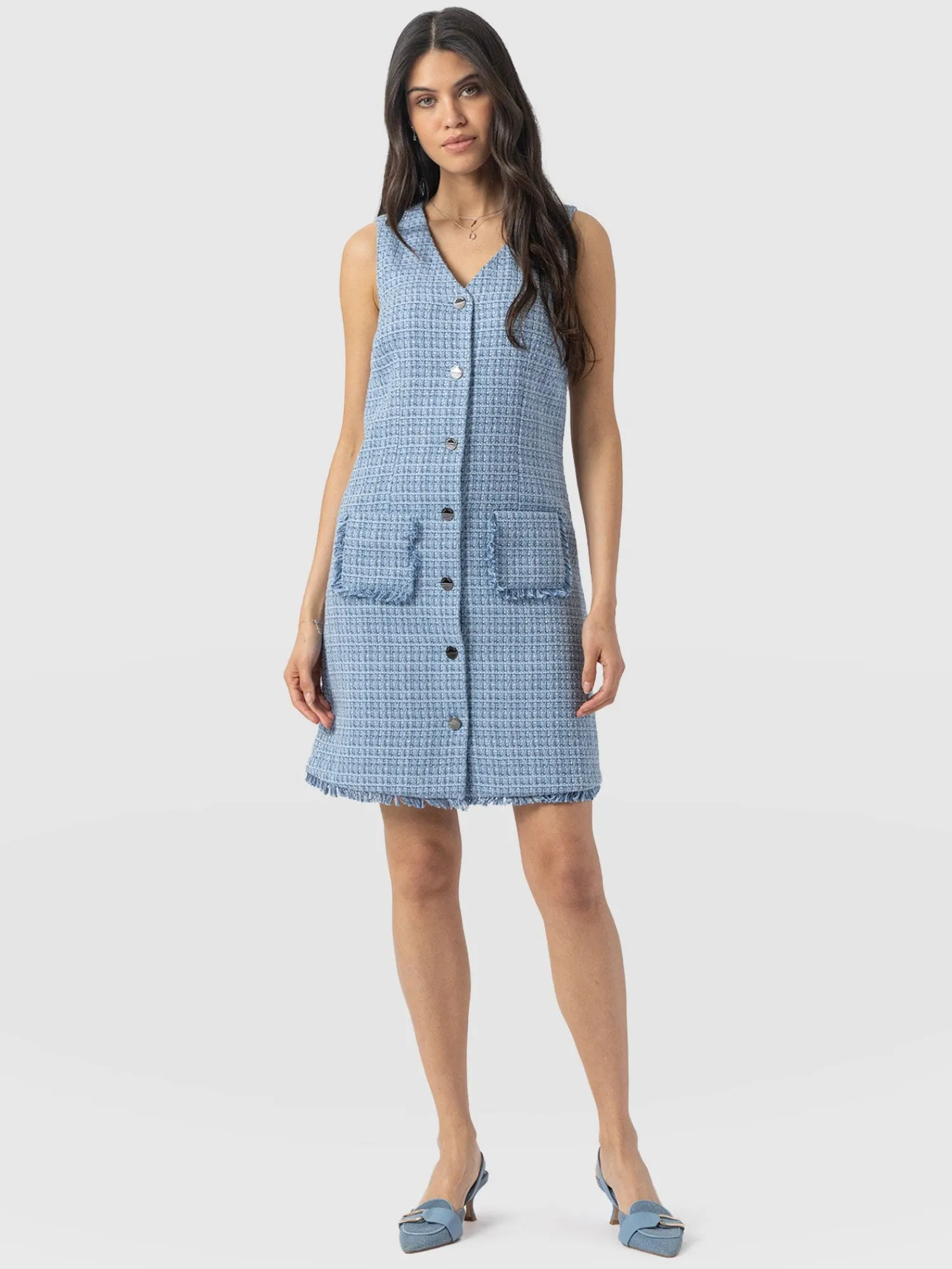 Hot Saint and Sofia Luther Mini Dress - Pale Blue