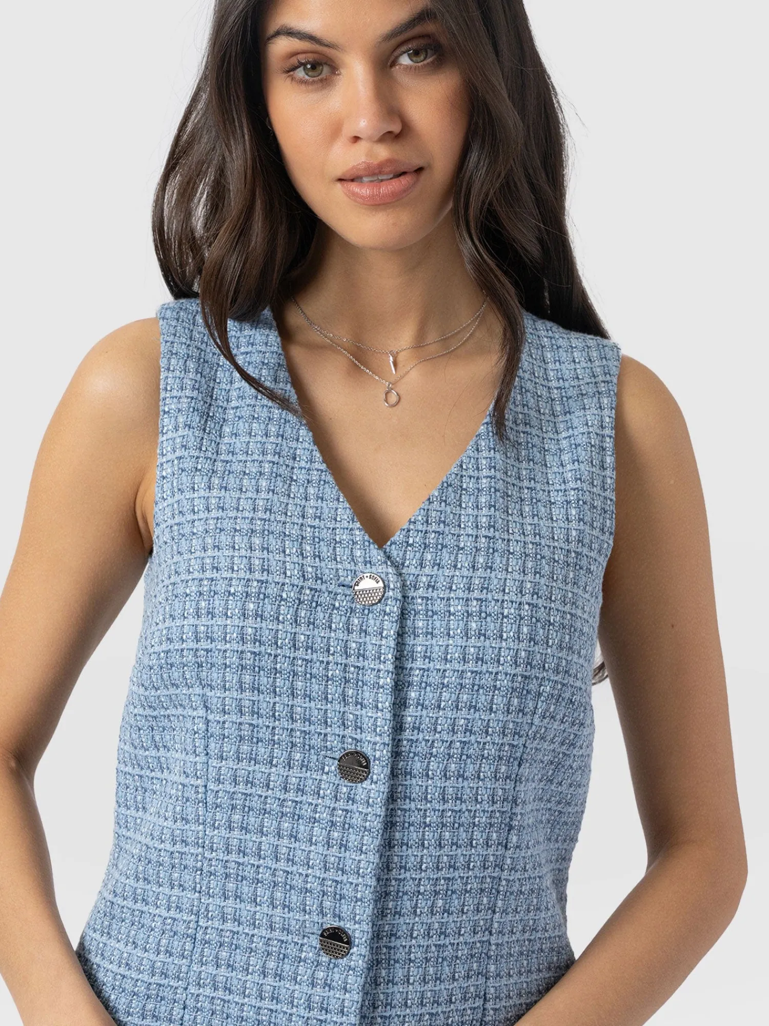 Hot Saint and Sofia Luther Mini Dress - Pale Blue