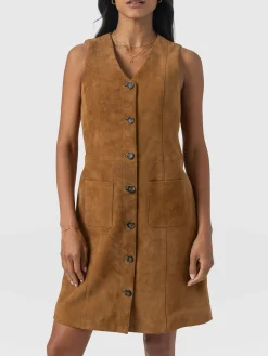 Discount Saint and Sofia Luther Suede Mini Dress - Camel