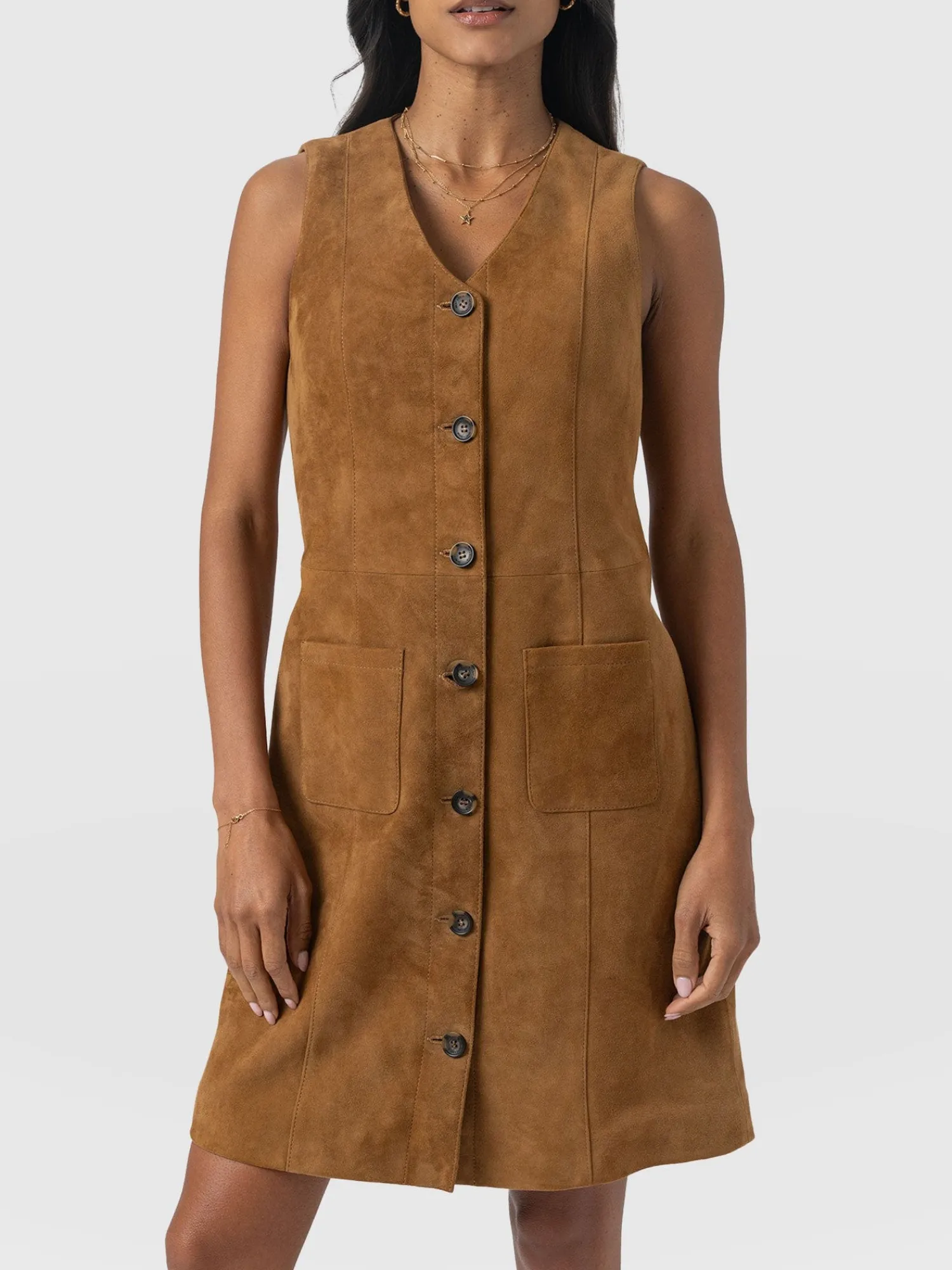 Discount Saint and Sofia Luther Suede Mini Dress - Camel