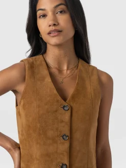 Discount Saint and Sofia Luther Suede Mini Dress - Camel