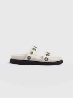 Hot Saint and Sofia Madison Eyelet Slides - Cream