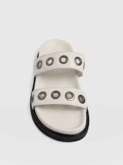 Hot Saint and Sofia Madison Eyelet Slides - Cream
