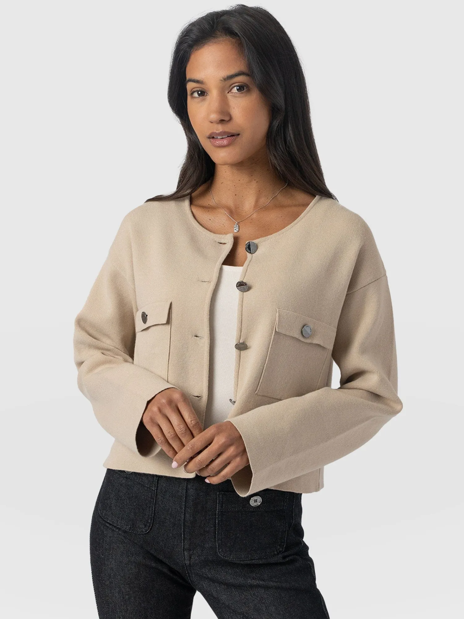 New Saint and Sofia Maeva Knit Jacket - Cream