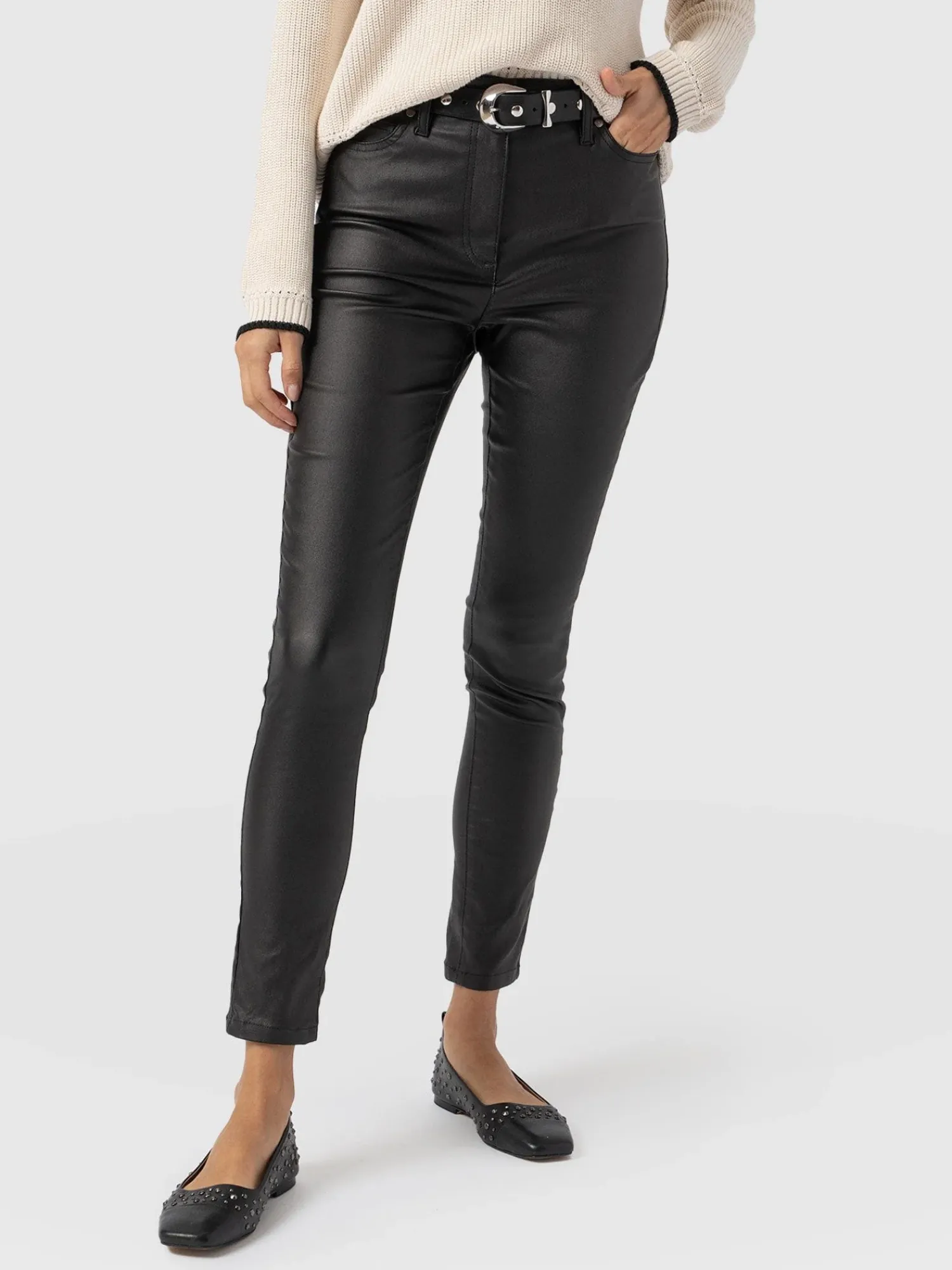 Discount Saint and Sofia Maeva Skinny Pant - Black Coated