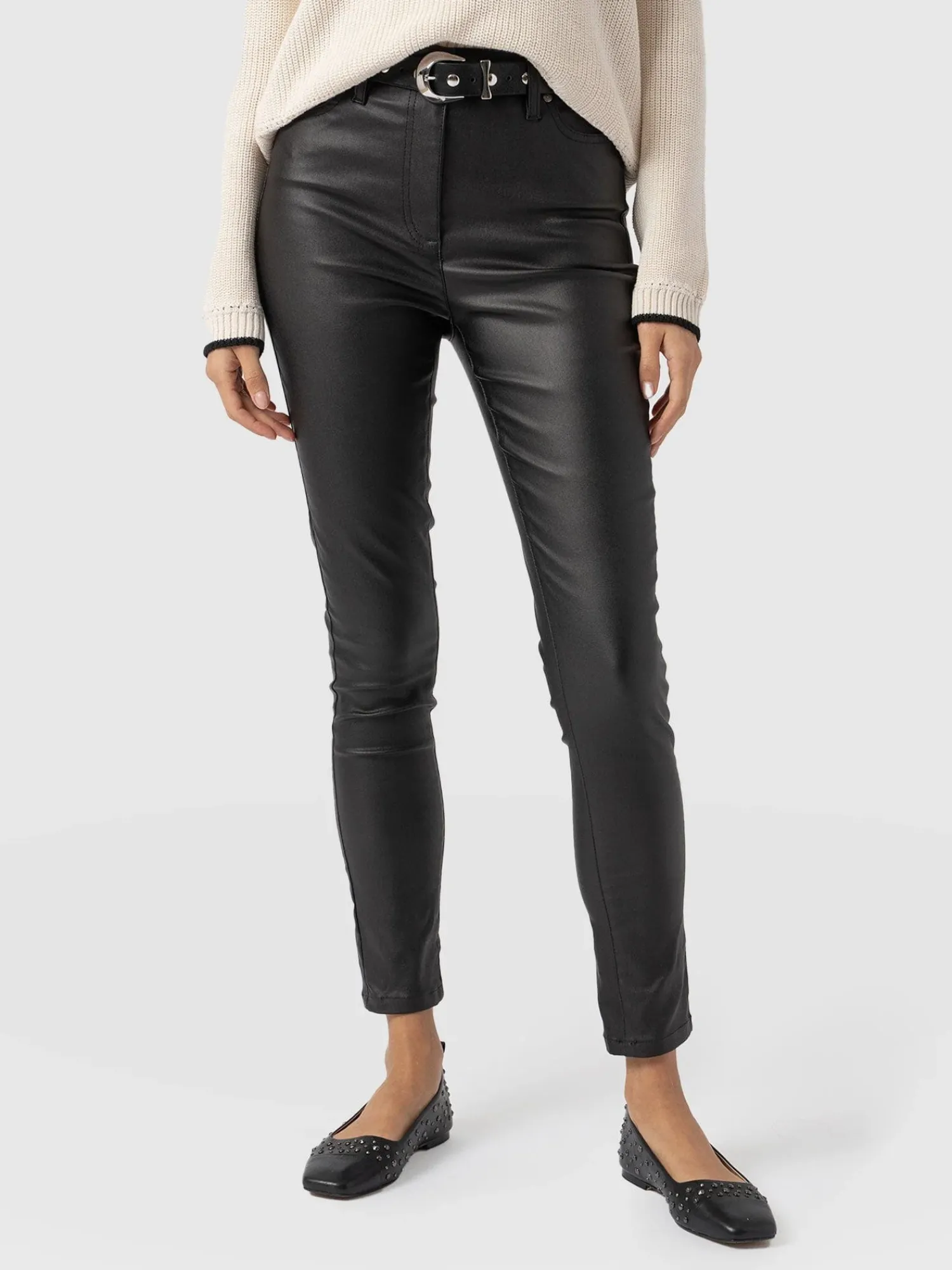 Discount Saint and Sofia Maeva Skinny Pant - Black Coated