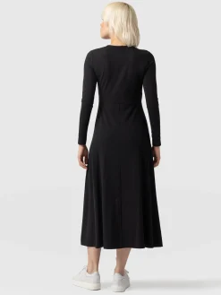 Sale Saint and Sofia Maggie Wrap Midi Dress - Black