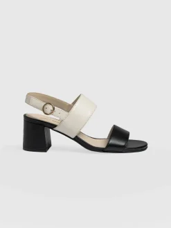 Best Saint and Sofia Maida Block Heeled Sandal - Cream & Black