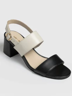 Best Saint and Sofia Maida Block Heeled Sandal - Cream & Black