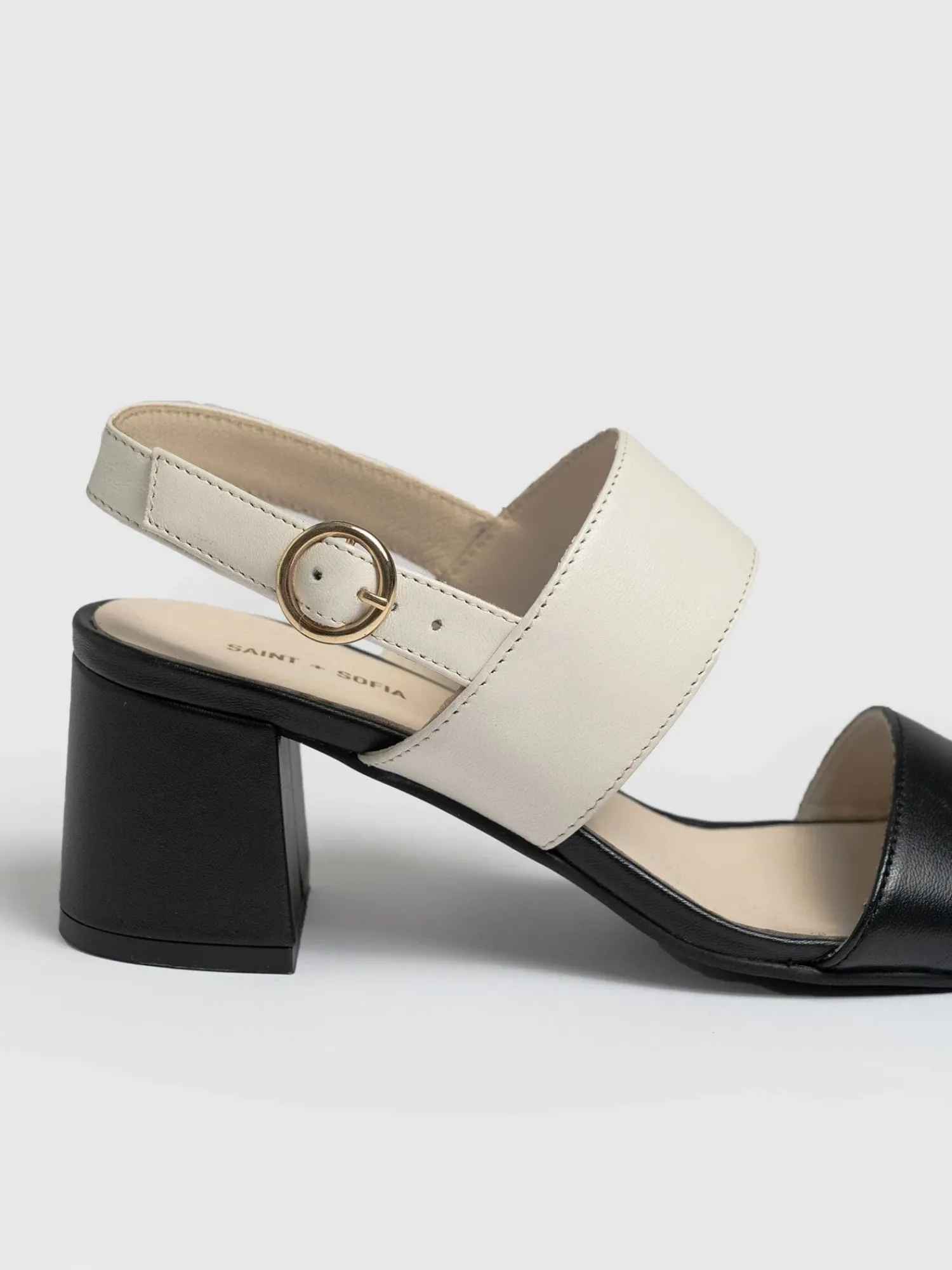 Best Saint and Sofia Maida Block Heeled Sandal - Cream & Black