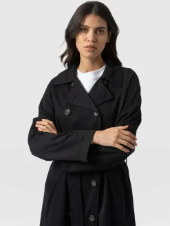 Hot Saint and Sofia Marion Double Breasted Trench - Black