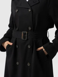Hot Saint and Sofia Marion Double Breasted Trench - Black