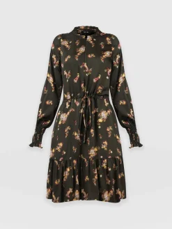 Outlet Saint and Sofia Mini Olivia Zip Up Dress - Khaki Paisley
