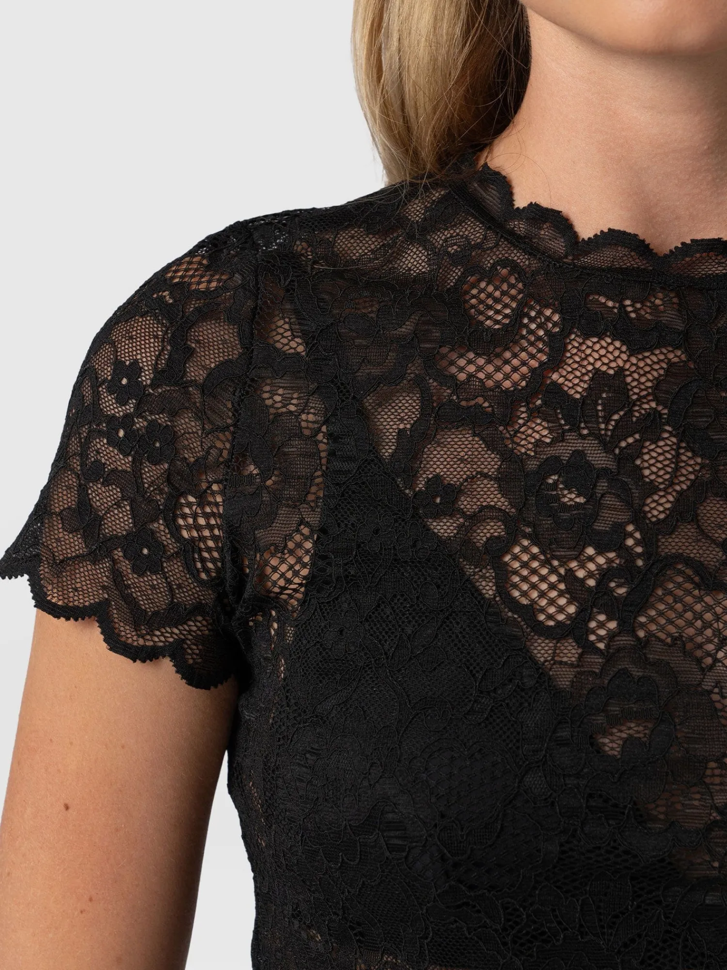 Fashion Saint and Sofia Miranda Lace Short Sleeve Tee - Black