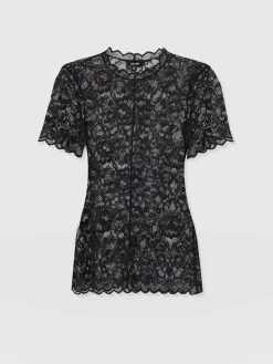 Fashion Saint and Sofia Miranda Lace Short Sleeve Tee - Black