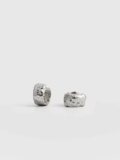 Fashion Saint and Sofia Molten Huggie Earrings - Silver