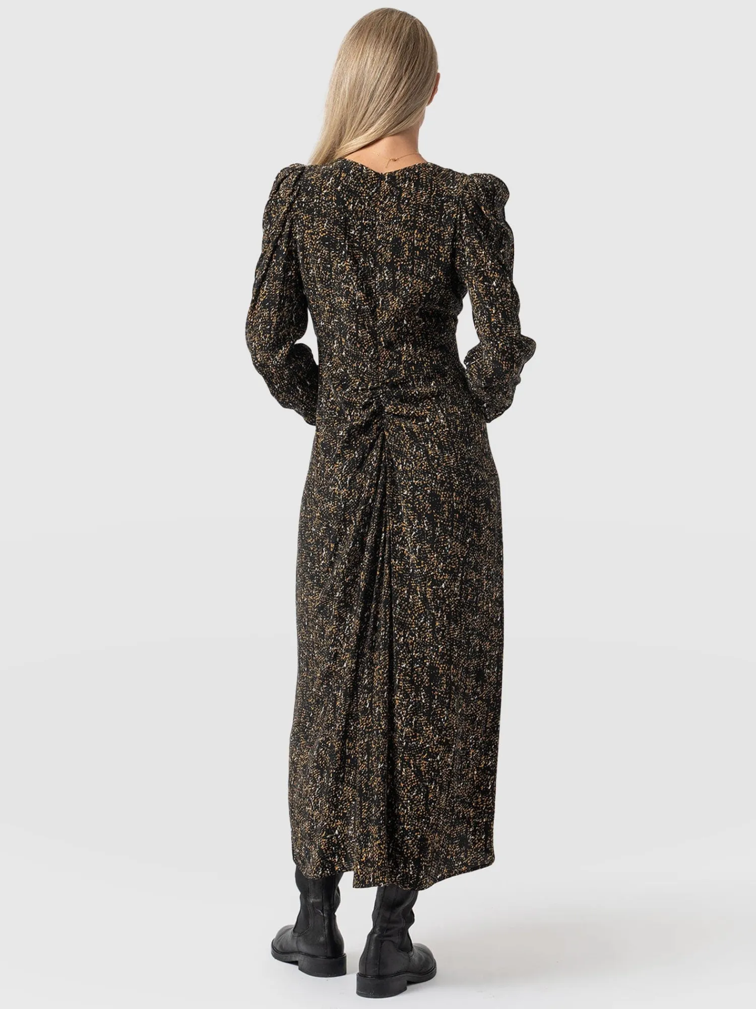 Clearance Saint and Sofia Paloma Ruched Dress - Ditsy Leopard