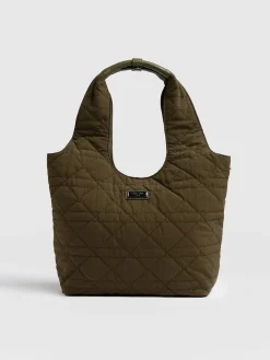 New Saint and Sofia Quilted Stella Shoulder Tote Bag - Khaki