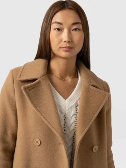 Discount Saint and Sofia Quinn Pea Coat - Camel