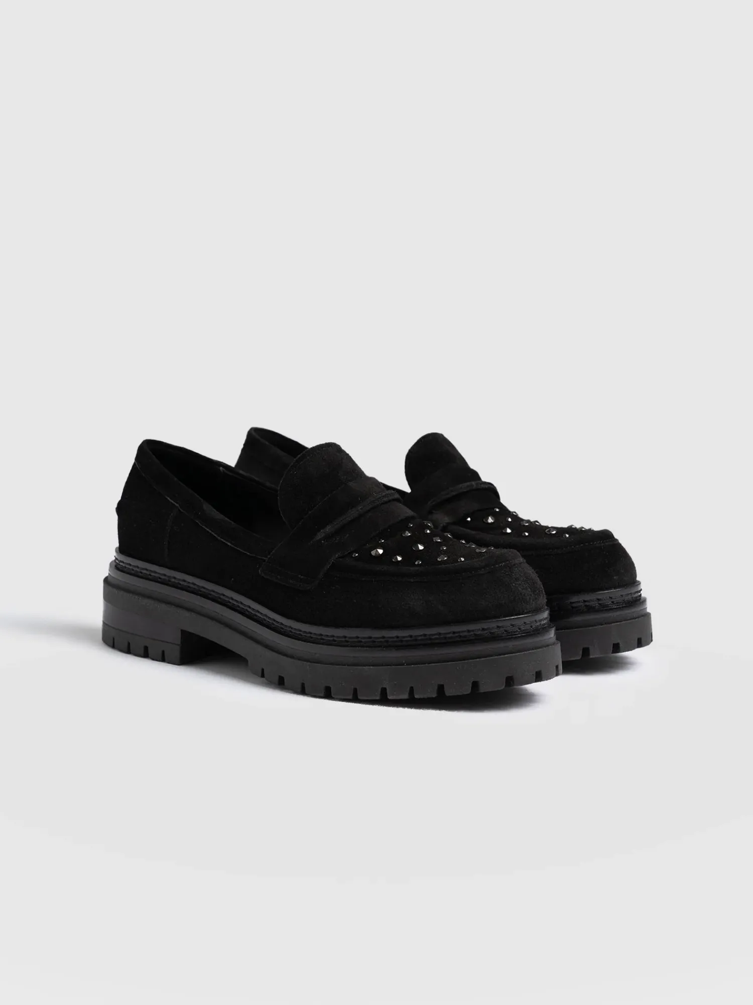 Online Saint and Sofia Raine Studded Loafer - Black Suede