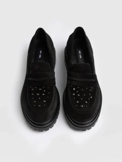Online Saint and Sofia Raine Studded Loafer - Black Suede