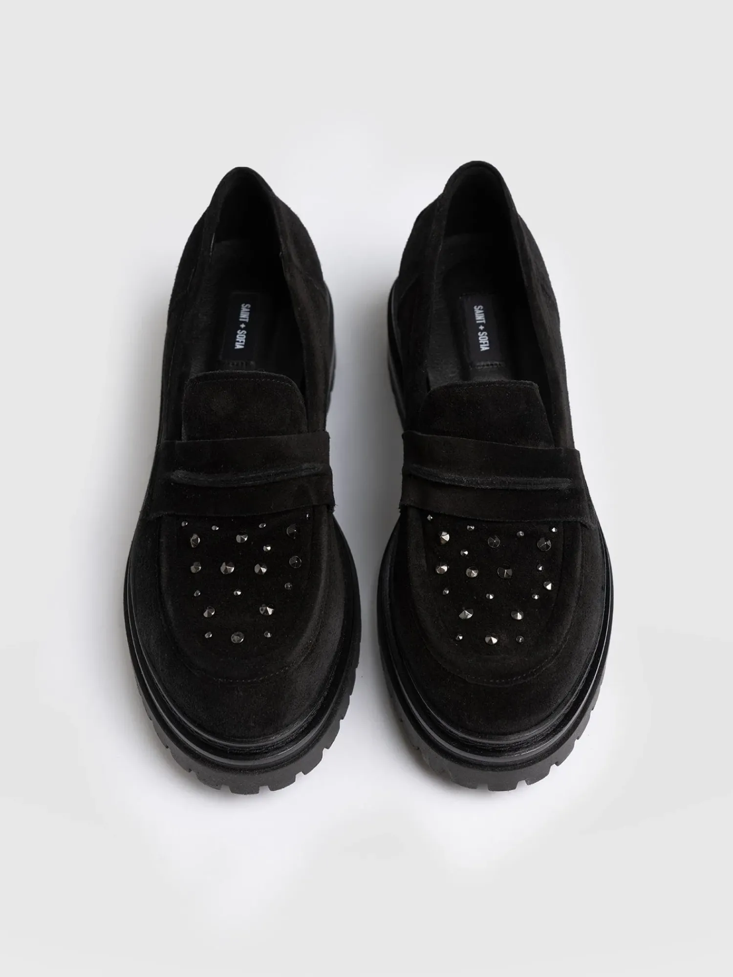 Online Saint and Sofia Raine Studded Loafer - Black Suede