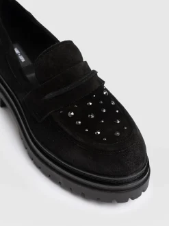 Online Saint and Sofia Raine Studded Loafer - Black Suede