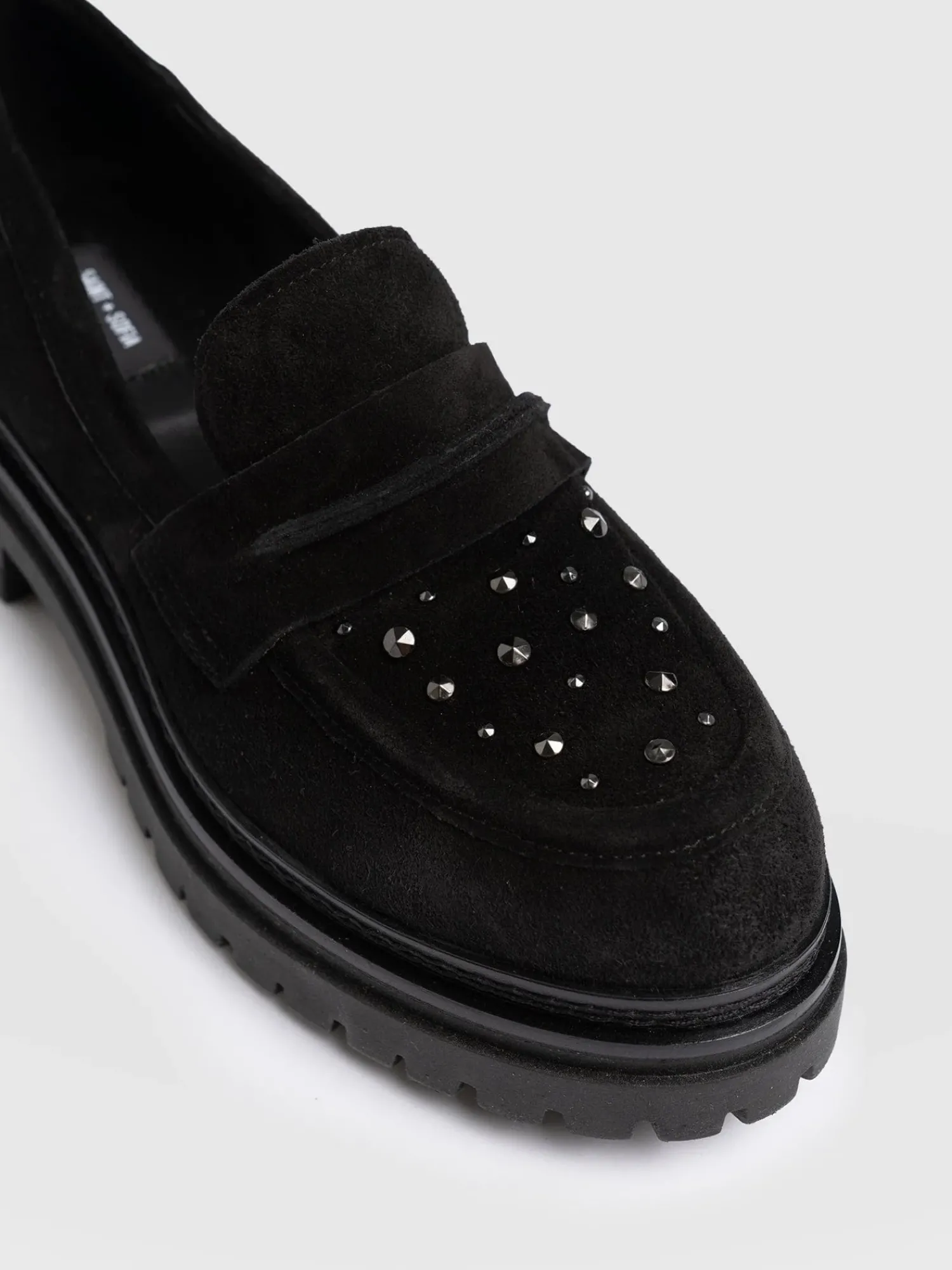 Online Saint and Sofia Raine Studded Loafer - Black Suede