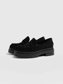 Online Saint and Sofia Raine Studded Loafer - Black Suede