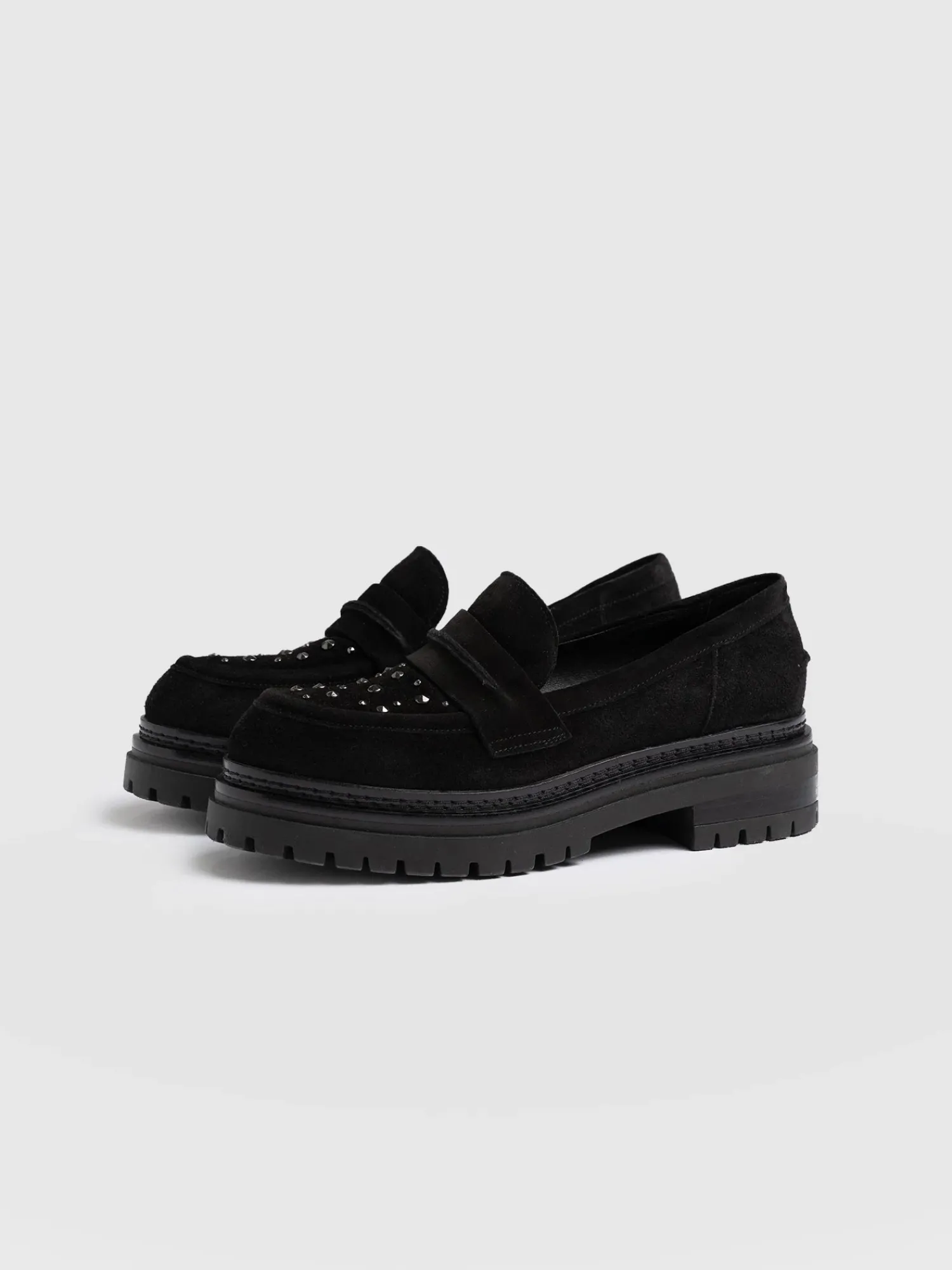 Online Saint and Sofia Raine Studded Loafer - Black Suede