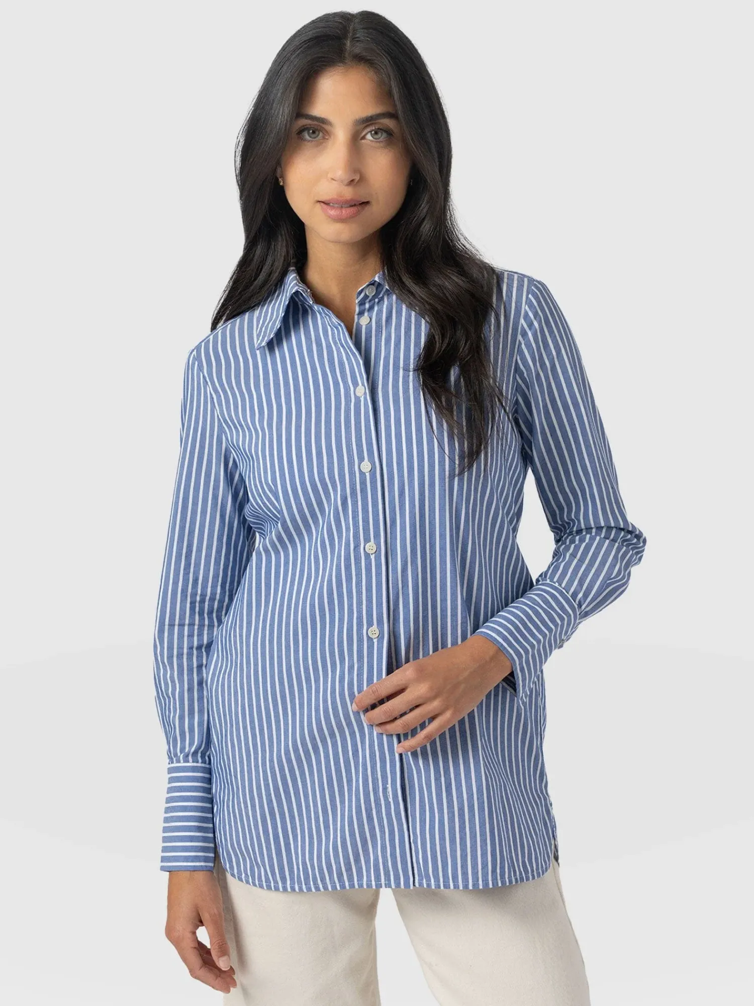 New Saint and Sofia Reagan Tie Shirt - Blue Stripe