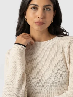 New Saint and Sofia Remy Crop Sweater - Cream