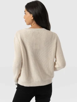 New Saint and Sofia Remy Crop Sweater - Cream