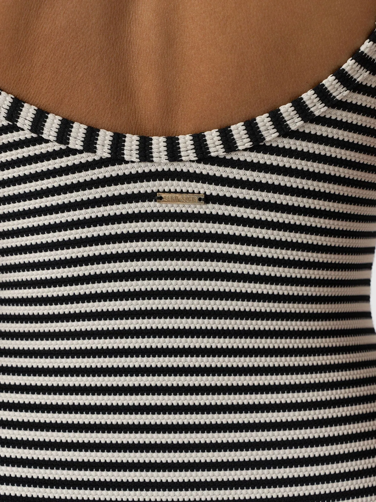 Hot Saint and Sofia Riley Cross Front Swimsuit - Stripe