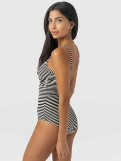 Hot Saint and Sofia Riley Cross Front Swimsuit - Stripe